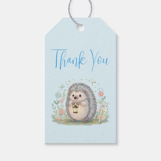 Süßer Igel mit Laterne Danke Geschenkanhänger (Vorderseite)