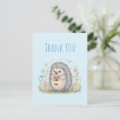 Süßer Igel mit Laterne Danke Postkarte (Stehend Vorderseite)
