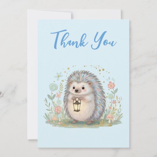 Süßer Igel mit Laterne Dankeskarte (Vorderseite)