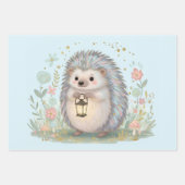 Süßer Igel mit Laterne Geschenkpapier Set (Vorderseite)