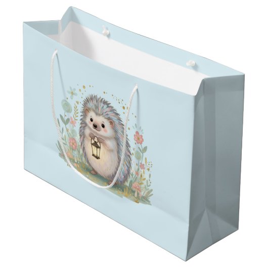 Süßer Igel mit Laterne Große Geschenktüte (Vorderseite Schrägansicht)
