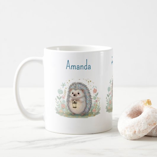 Süßer Igel mit Laterne Kaffeetasse (Mit Donut)