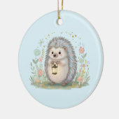 Süßer Igel mit Laterne Keramik Ornament (Links)