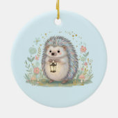 Süßer Igel mit Laterne Keramik Ornament (Hinten)