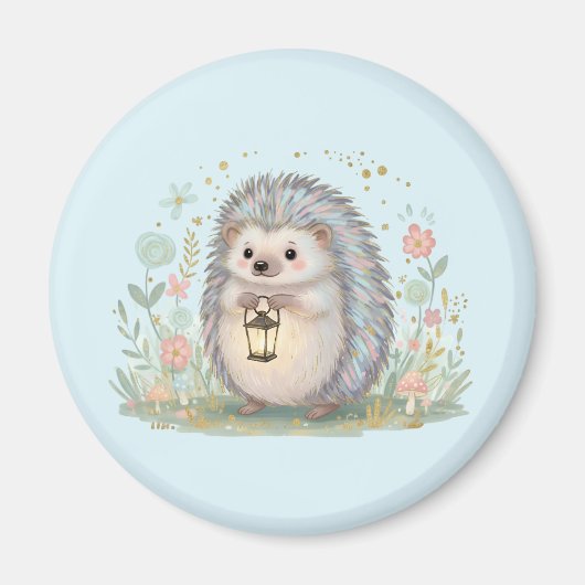 Süßer Igel mit Laterne Magnet (Vorne)