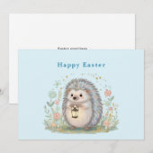 Süßer Igel mit Laterne Ostern Feiertagskarte (Vorne/Hinten)