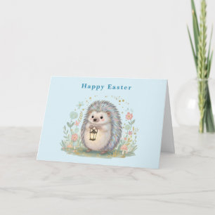 Süßer Igel mit Laterne Ostern Feiertagskarte