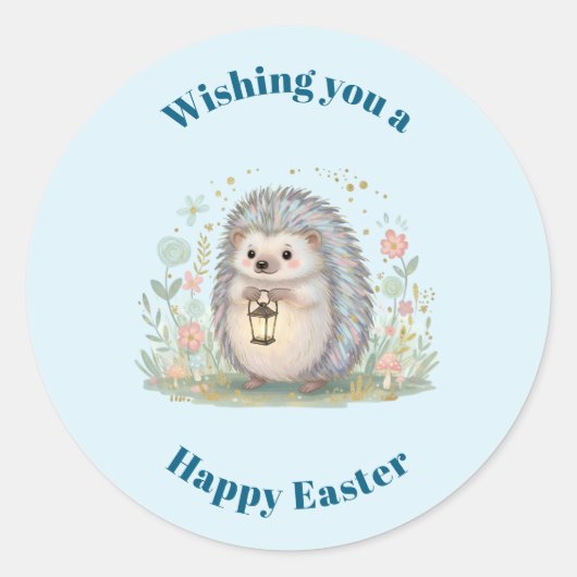 Süßer Igel mit Laterne Ostern Runder Aufkleber (Vorderseite)