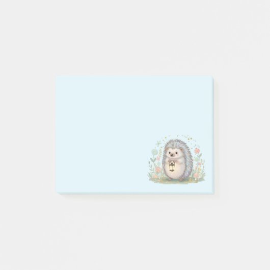 Süßer Igel mit Laterne Post-it Klebezettel (Vorderseite)