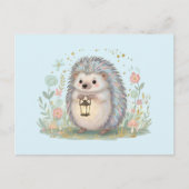 Süßer Igel mit Laterne Postkarte (Vorderseite)