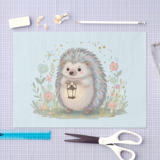 Süßer Igel mit Laterne Seidenpapier (Handwerk)