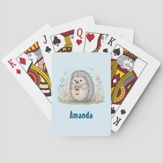 Süßer Igel mit Laterne Spielkarten (Rückseite)