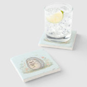 Süßer Igel mit Laterne Steinuntersetzer (Seitenansicht)