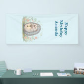 Süßer Igel mit Laterne zum Geburtstag Banner (Messe)