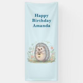 Süßer Igel mit Laterne zum Geburtstag Banner