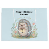 Süßer Igel mit Laterne zum Geburtstag Große Geschenktüte (Vorderseite)