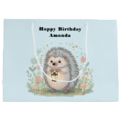 Süßer Igel mit Laterne zum Geburtstag Große Geschenktüte (Rückseite)