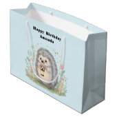 Süßer Igel mit Laterne zum Geburtstag Große Geschenktüte (Rückseite Schrägansicht)
