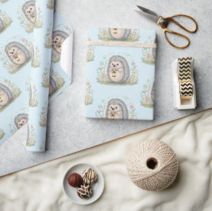 Süßer Igel mit Laternenmuster Geschenkpapier