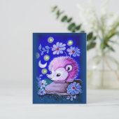 Süßer Igel Mit Mond Postkarte (Stehend Vorderseite)