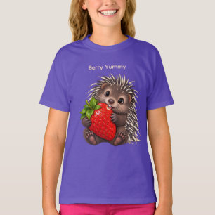 Süßer Igel mit personalisierter Erdbeere T-Shirt