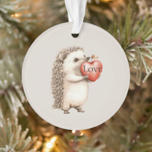 Süßer Igel mit roter Herz Liebe Ornament