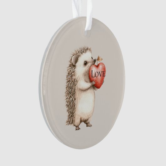 Süßer Igel mit roter Herz Liebe Ornament (Vorderseite)