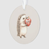 Süßer Igel mit roter Herz Liebe Ornament (Vorderseite)