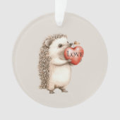 Süßer Igel mit roter Herz Liebe Ornament (Vorderseite)