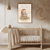 Süßer Igel mit Tasse Neutrales Kinderzimmer Poster