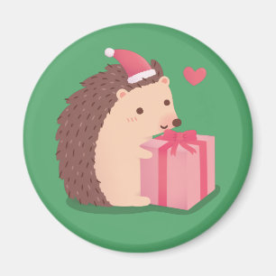 Süßer Igel mit Weihnachtsmannmütze Cartoon-Magnet Magnet