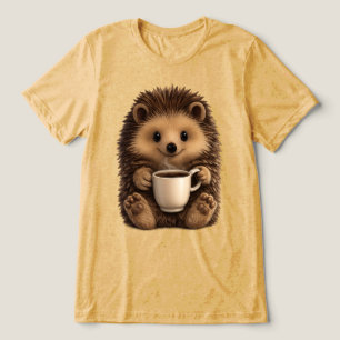 Süßer Igel trinkt Kaffeetasse - Kawaii Tier Tri-Blend Shirt