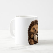 Süßer Igel trinkt Kaffeetasse - Lustiges Tier (Vorderseite Links)