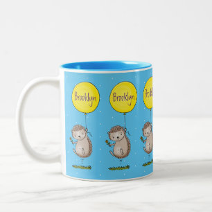 Süßer Igel und Ballon-Cartoon-Muster Zweifarbige Tasse