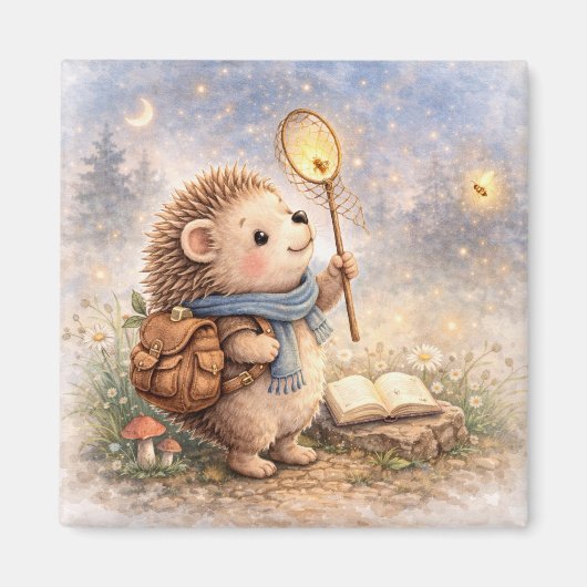 Süßer Igel und Glühwürmchen Kühlschrank Magnet (Vorne)