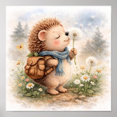 Süßer Igel und Löwenzahn Kinder  Poster (Vorne)