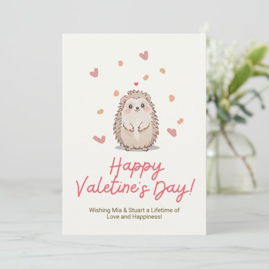 Süßer Igel Valentinstag Karte (Stehend Vorderseite)