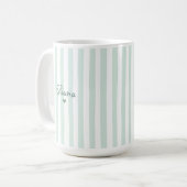 Süßer individueller Name Hellgrüne Streifen Mädche Kaffeetasse (Vorderseite Links)