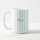 Süßer individueller Name Hellgrüne Streifen Mädche Kaffeetasse (Links)