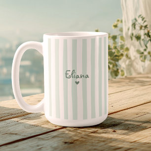 Süßer individueller Name Hellgrüne Streifen Mädche Kaffeetasse