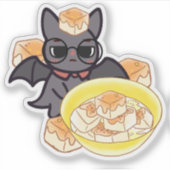 Süßer intelligenter Fledermaus mit Tofu-Schüssel Aufkleber (Vorderseite)