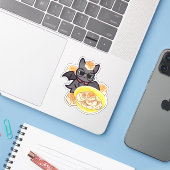 Süßer intelligenter Fledermaus mit Tofu-Schüssel Aufkleber (Laptop mit iPhone)