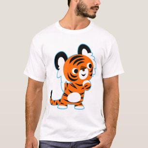 Süßer interessierter Cartoon-Tiger-T-Shirt T-Shirt