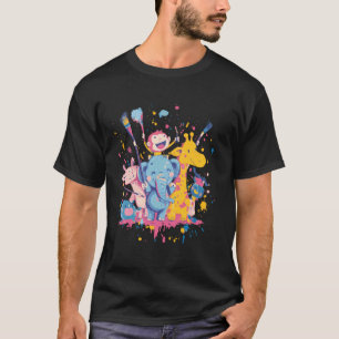 Süßer Internationaler Kindertag Elefant Giraffe T-Shirt
