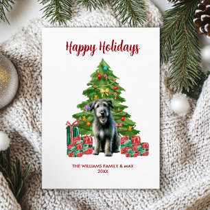 Süßer Irischer Wolfshund-Hund Familien-Weihnachten Feiertagskarte