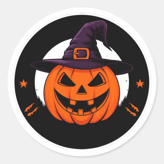 Süßer Jack O Lantern Hexen-Kürbis 🎃 Runder Aufkleber (Vorderseite)