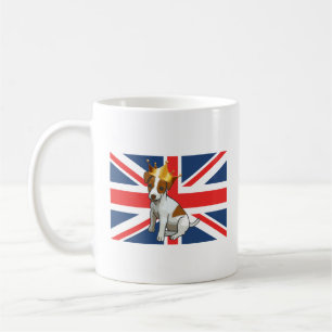 Süßer Jack Russell mit Krone und Union Jack Kaffeetasse