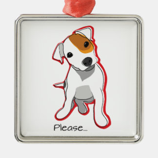 Süßer Jack-Russell-Welpe "bitte" verzieren Silbernes Ornament