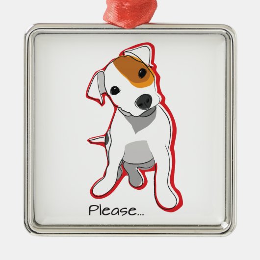 Süßer Jack-Russell-Welpe "bitte" verzieren Silbernes Ornament (Vorne)