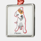 Süßer Jack-Russell-Welpe "bitte" verzieren Silbernes Ornament (Links)